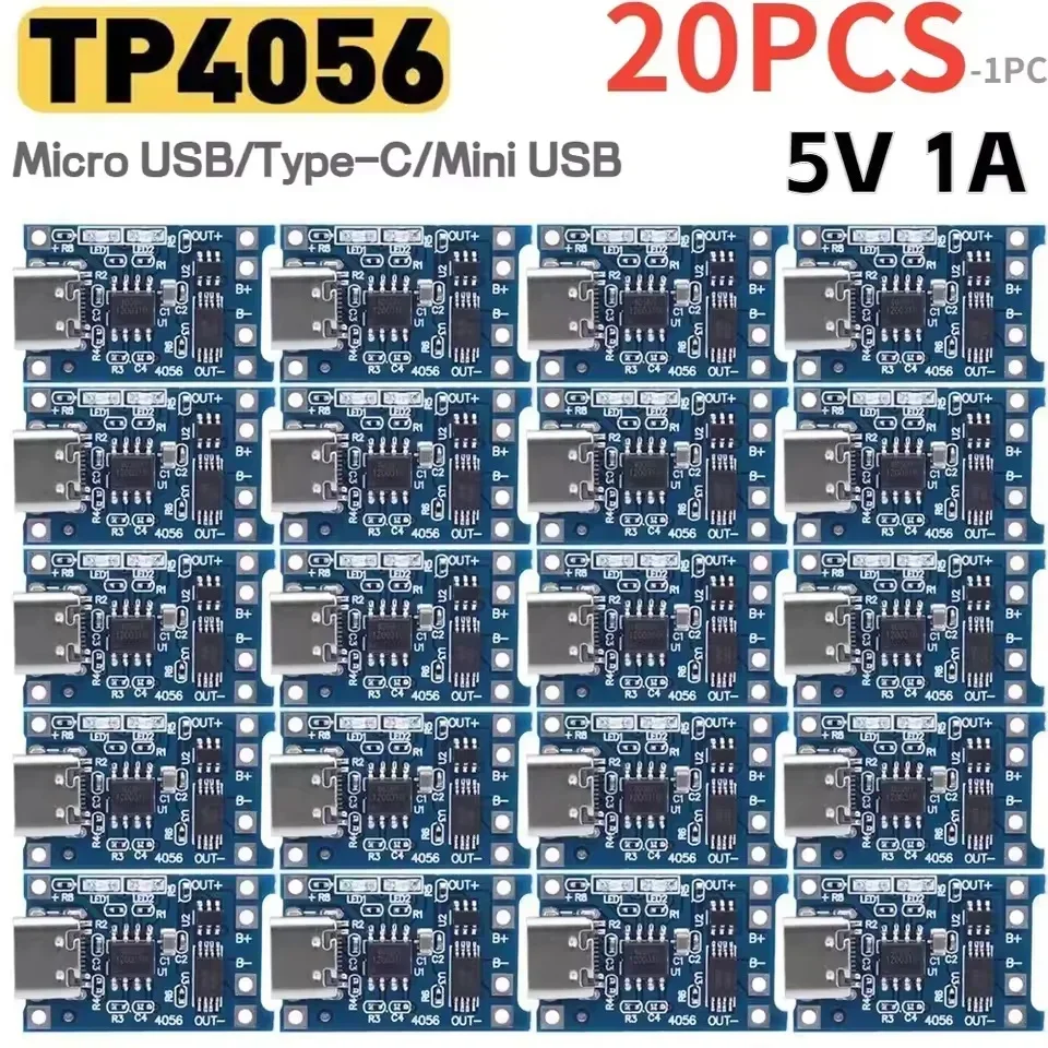Tp4056 Module - 1-20 個タイプ c/マイクロ/ミニ USB 5V 1A