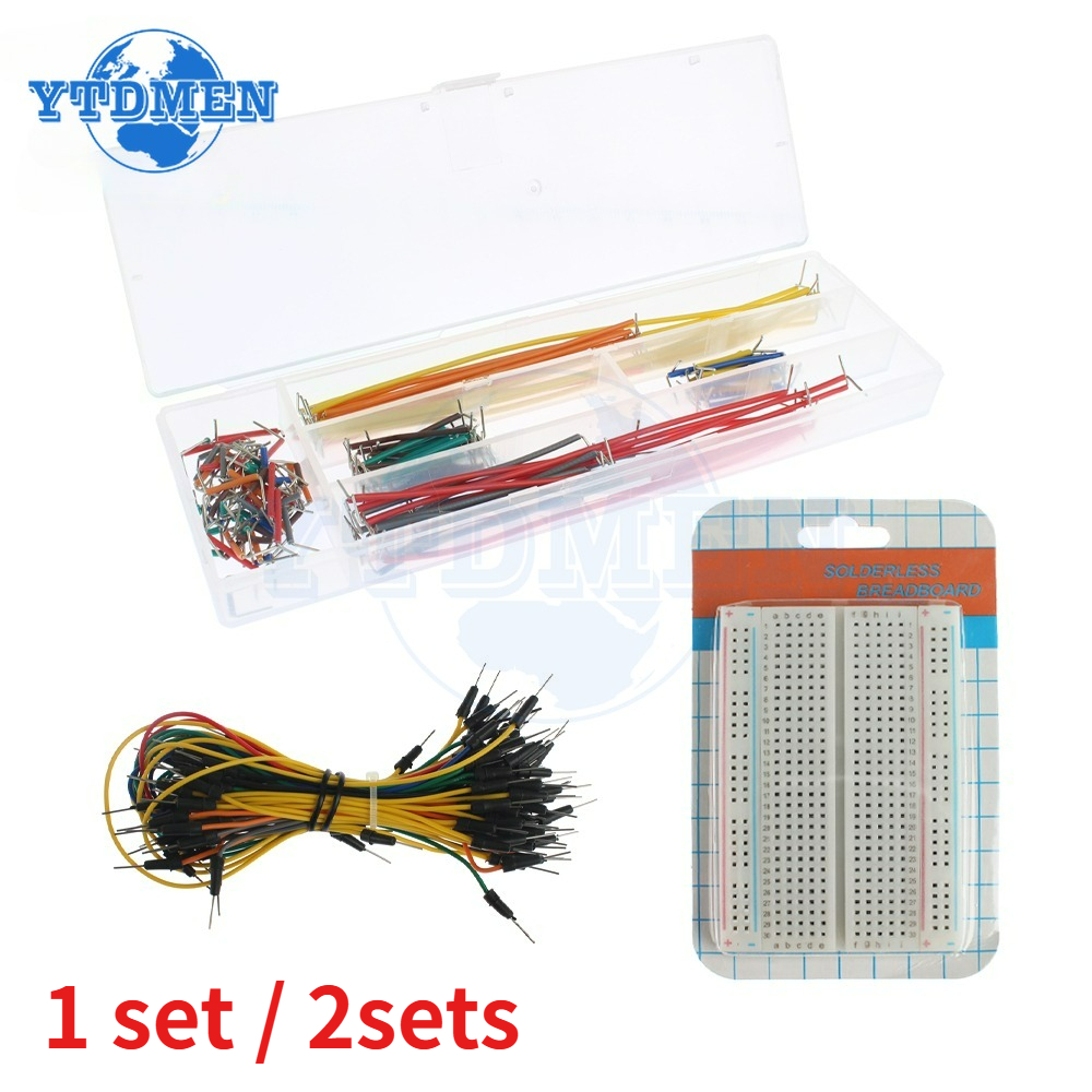 Breadboard 400 Point - 1/2セット ブレッドボード ジャンパーワイヤーキット 400タイポイント はんだ不要PCBブレッドボード ジャンプライン