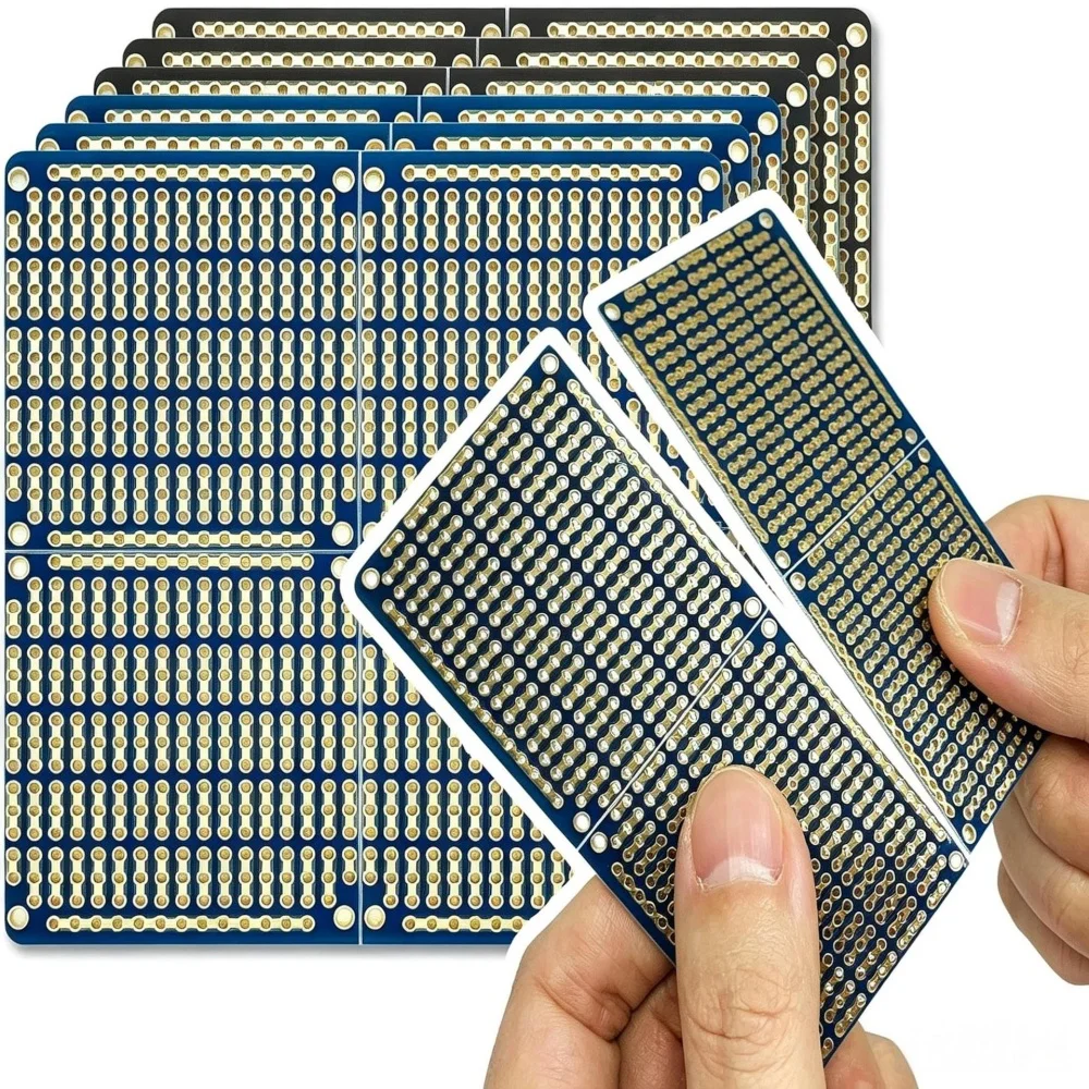Perfboard - 4-in-1 スナップ式PCB基板 89x97mm 両面FR4、Vカットプロトタイプストリップボード、2.54mmピッチのスルーホール、Arduino DIY用。