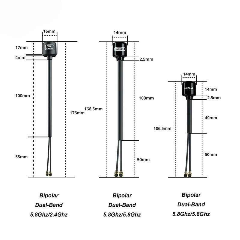 Antenna 2.4Ghz - Flywoo バイポーラ デュアルバンド 5.8GHz/2.4GHz UFL アンテナ