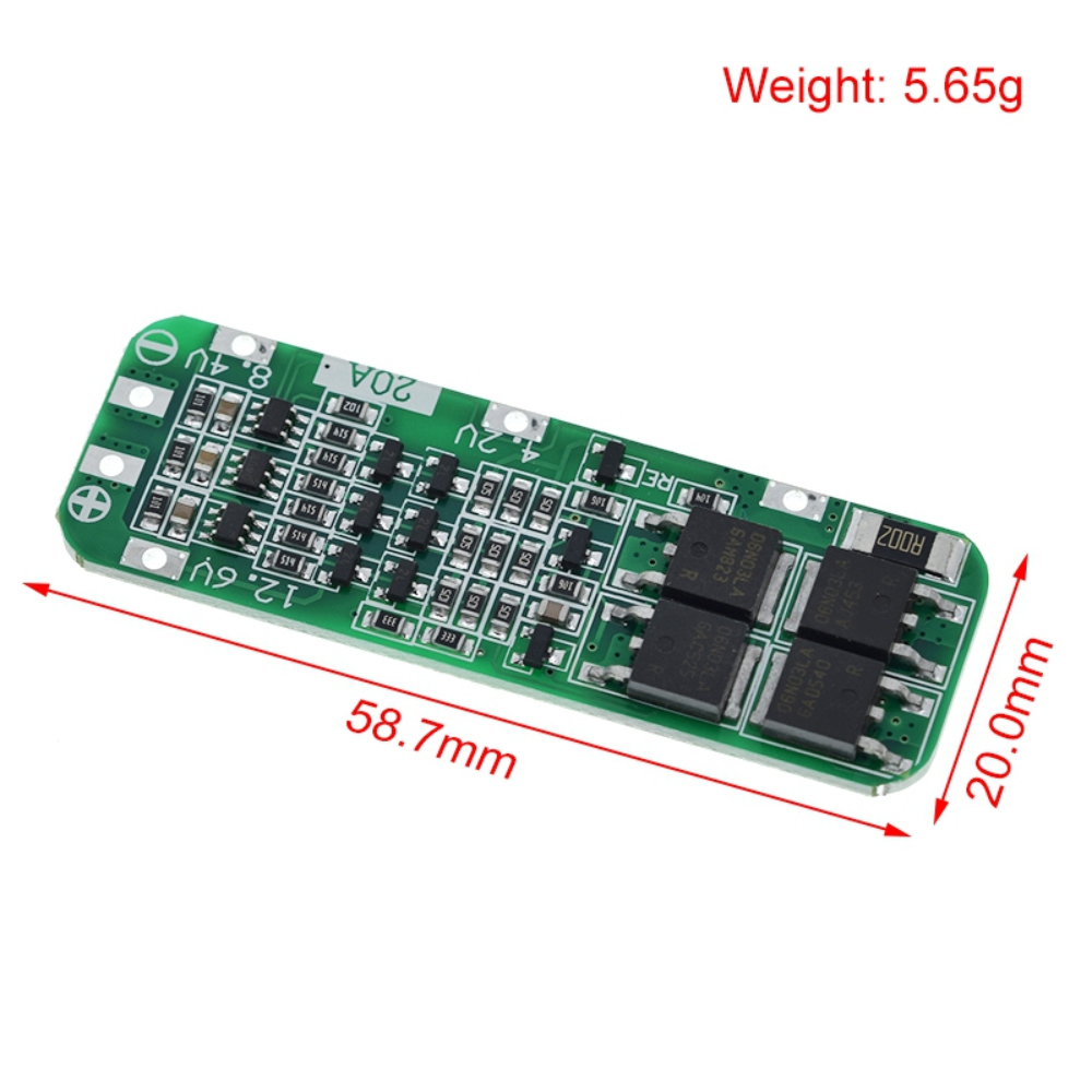 Li Ion Charger Module - ドリルモーター用PCBMS保護ボード,3s 20a li-ionバッテリー18650充電器,12.6v,64x20x 3.4mm