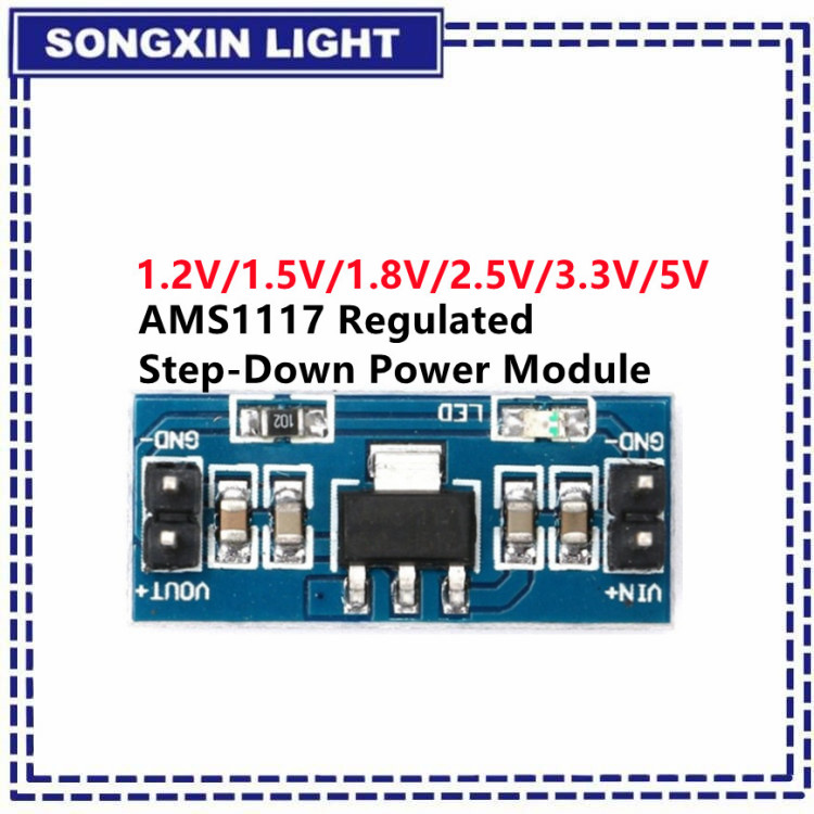 Ams1117 Module - DIYキット用電源モジュール,1個,ams1117,1.2v,1.5v,1.8v,2.5v,3.3v,5v,AMS1117-5.0 v
