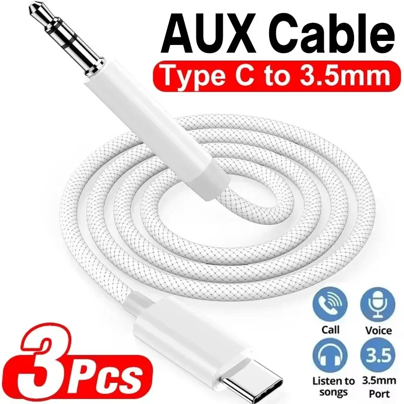 Usb C Cable - USB-C - 3.5mm オス AUX オーディオケーブル。ナイロン編み込み、Type-C
