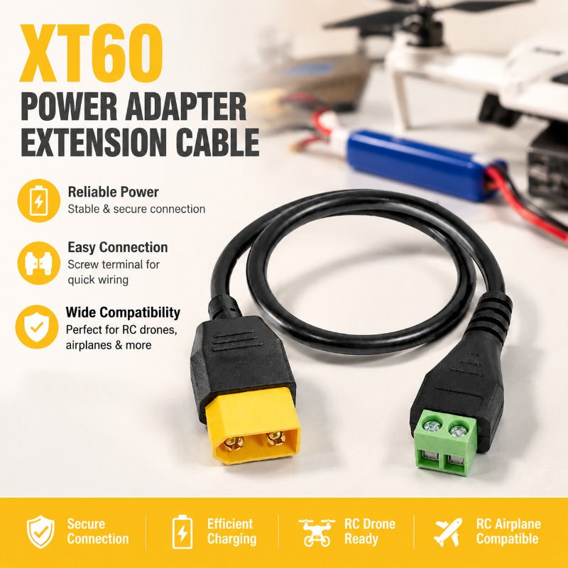 Screw Terminal Block - XT60コネクタ オス-メス 2ピンネジ式端子台アダプターケーブル はんだ不要 RC FPVドローン