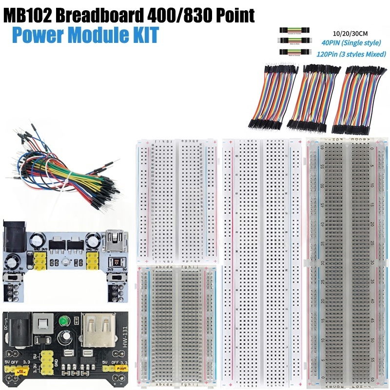 Breadboard 400 Point - MB-102 MB102 ブレッドボード 400 830ポイント 65ジャンパーワイヤー