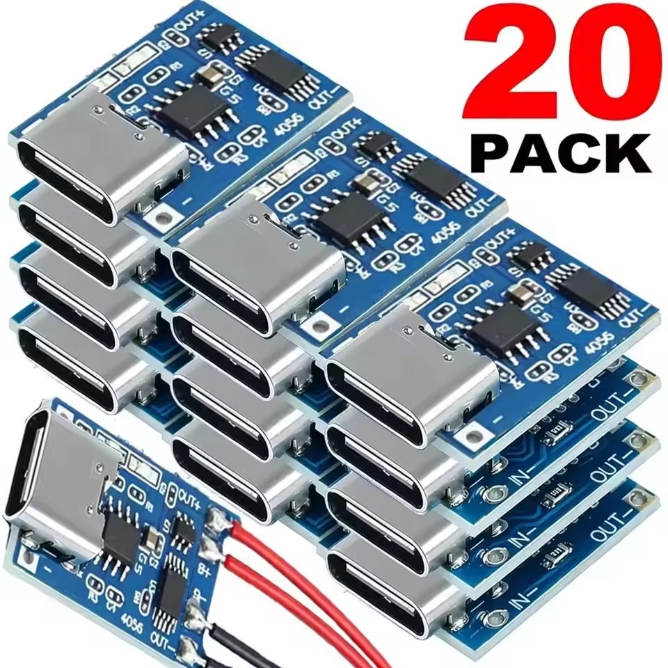 Tp4056 Module - USB Type-C TP4056充電モジュール、5V 1A、18650リチウムバッテリー充電ボード、保護機能付き、Micro USB/Type-Cインターフェース