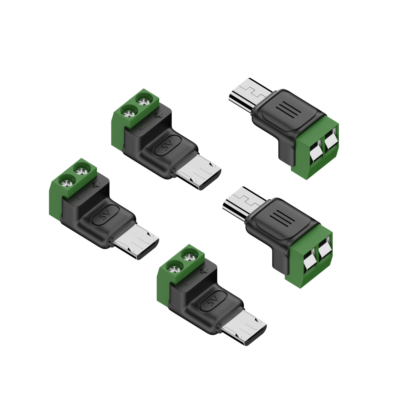 5 個の 2 ピンネジ端子からマイクロ USB アダプタへの - Screw Terminal Block のレビューと価格
