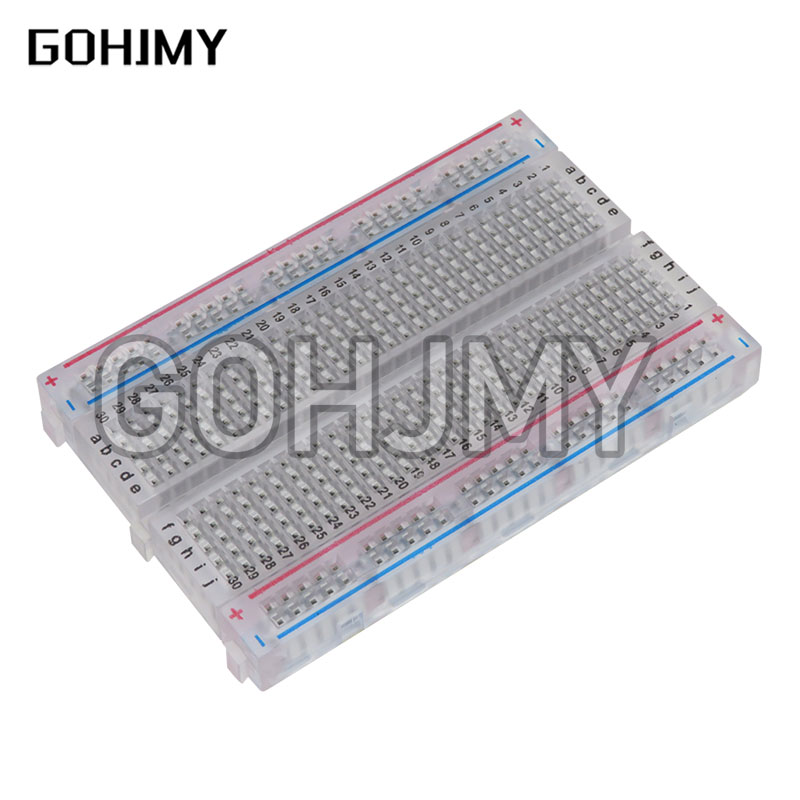 ミニ透明ブレッドボード,8.5x5.5cm, 400穴,DI - Breadboard 400 Point のレビューと価格