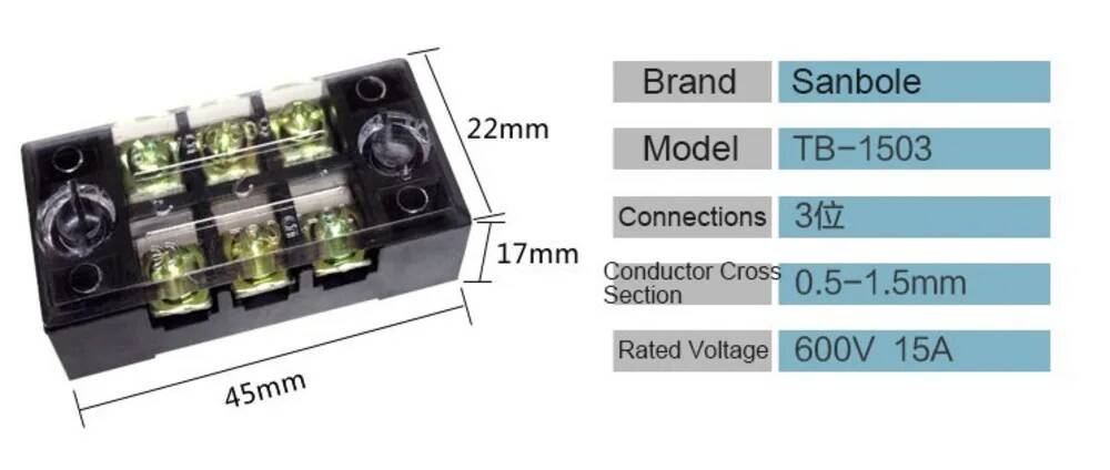 10 個デュアル列銅 TB-1503 ストリップネジ端子台  - Screw Terminal Block のレビューと価格